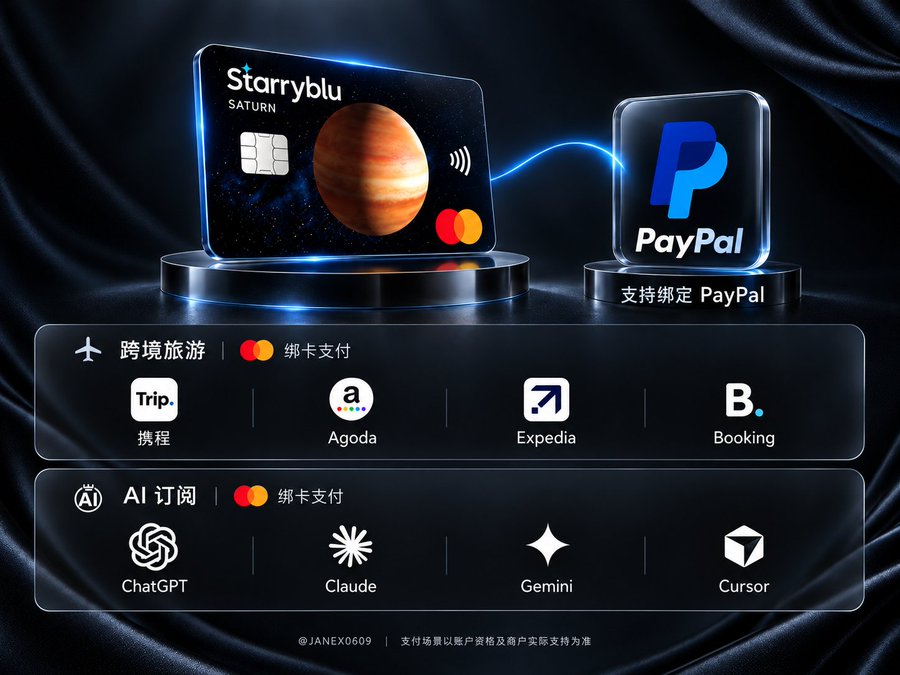新加坡免费银行卡 Starryblu|多渠道入金,海外订阅与国内消费一站衔接