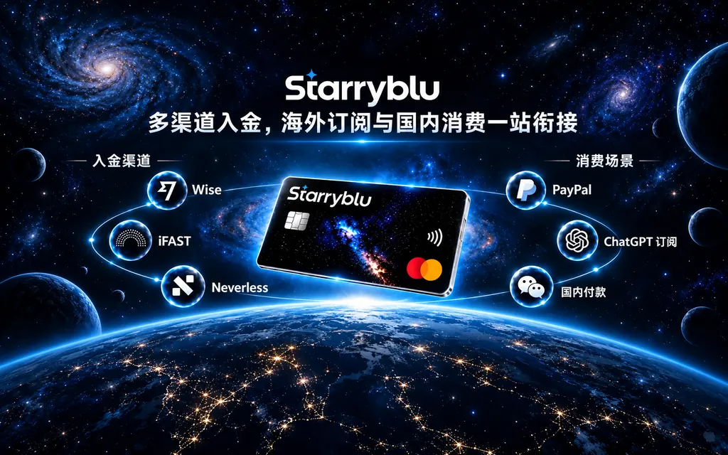 新加坡免费银行卡 Starryblu|多渠道入金,海外订阅与国内消费一站衔接