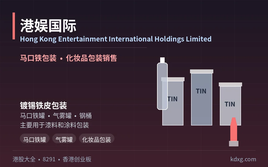 金属包装及化妆品销售投资控股公司:港娱国际 Hong Kong Entertainment International Holdings Limited(8291)